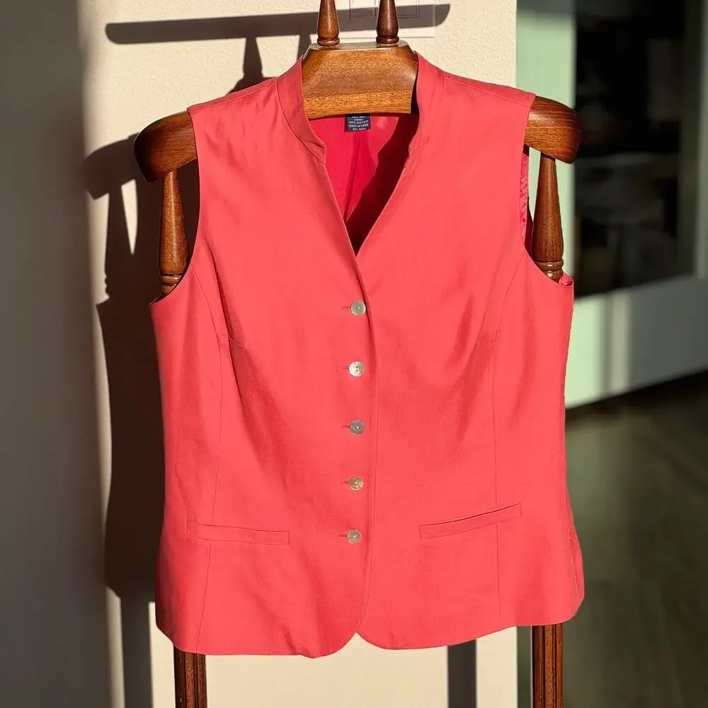 Charter Club 100% Silk Coral Vest Size 12 Old Money Coastal Quiet Luxury Resort